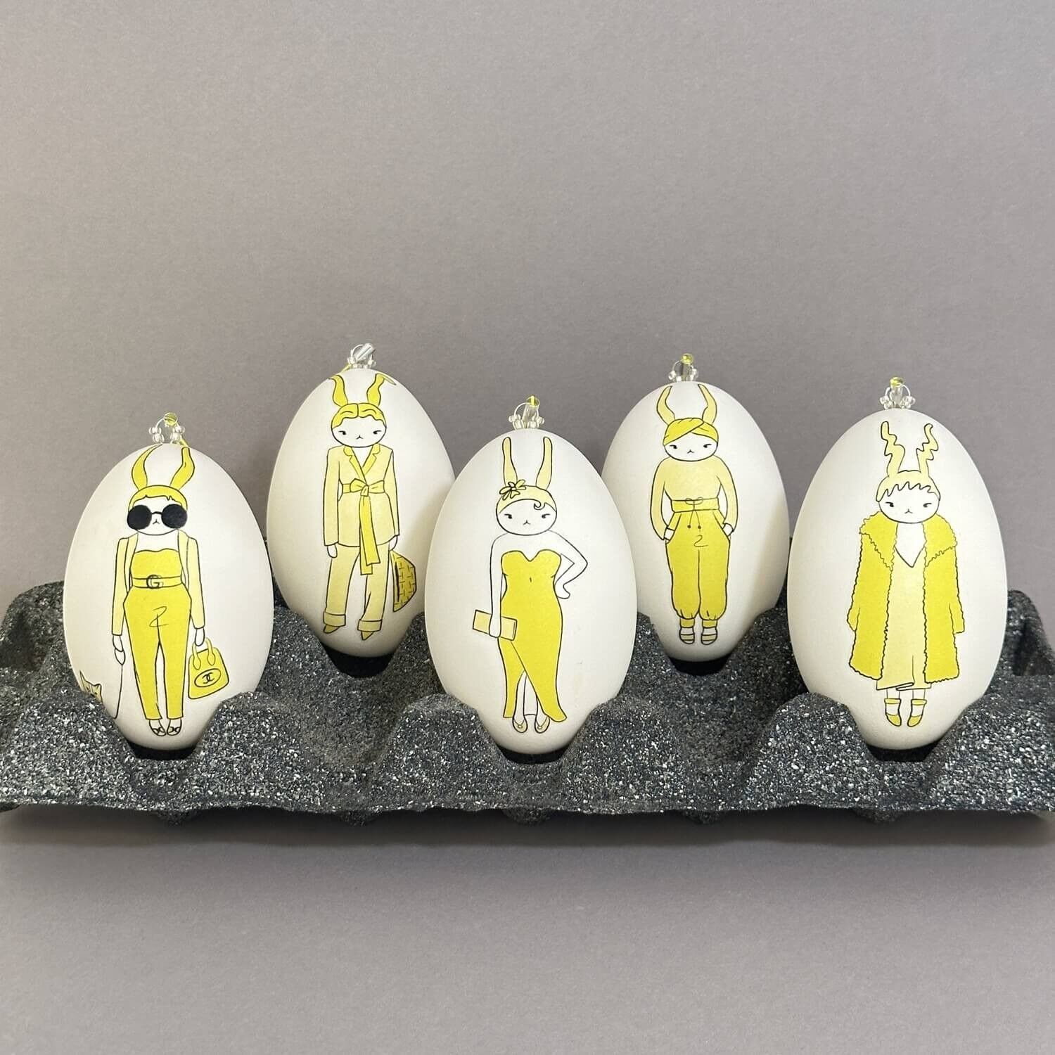 Forsythien Gelb, 5er Set Gänseeier