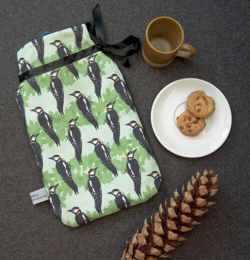 Woodpecker Print Hot Water Bottle