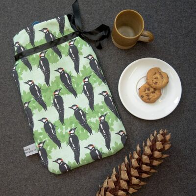 Woodpecker Print Hot Water Bottle