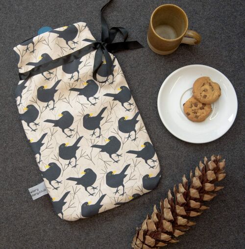 Blackbird Print Hot Water Bottle