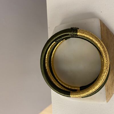 Brazalete de seda Dorado Verde Caqui