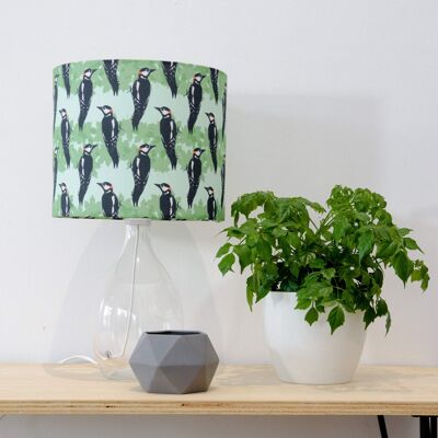 Woodpecker Print Table Lampshade 20cm Diameter (approximate height 18cm)