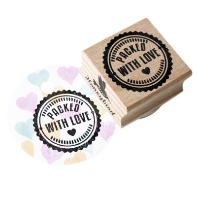 Timbro in gomma Packed with Love – Design di imballaggio di ispirazione vintage