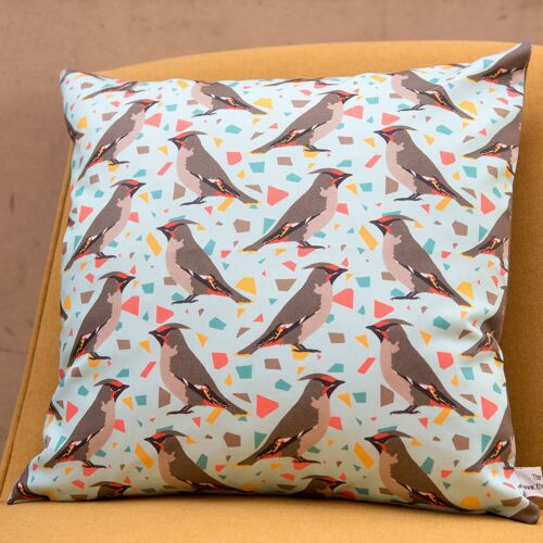 Waxwing Print Cushion Cover 45cm