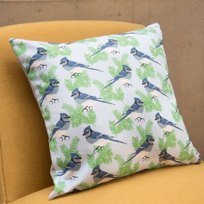 Blue Jay Print Feather Cushion 45cm