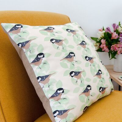 Coal Tit Print Feather Cushion 45cm