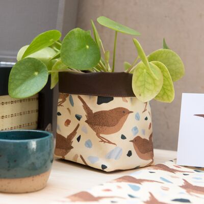 Vaso per piante in tessuto con stampa Wren