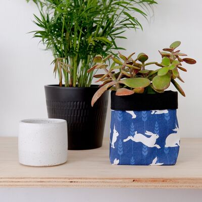 Rabbit Print Textile Plant Pot