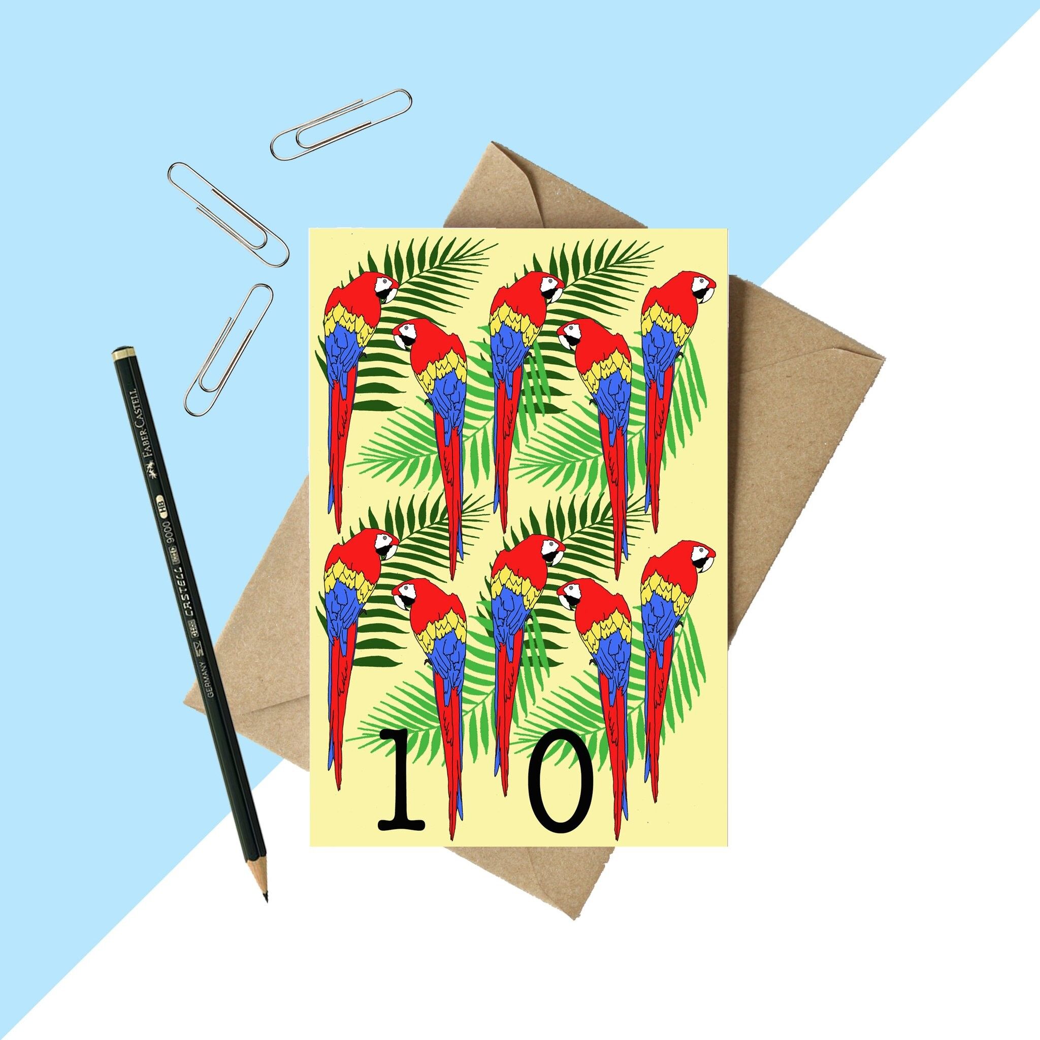 10 Jahre Papagei Geburtstagskarte A6