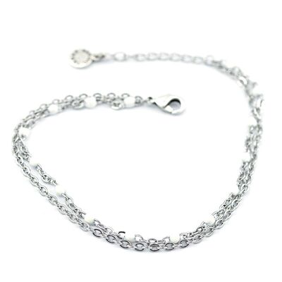 Bracciale in filigrana a due fili con accenti colorati in acciaio inossidabile o placcato oro, Bracciale da spiaggia 02