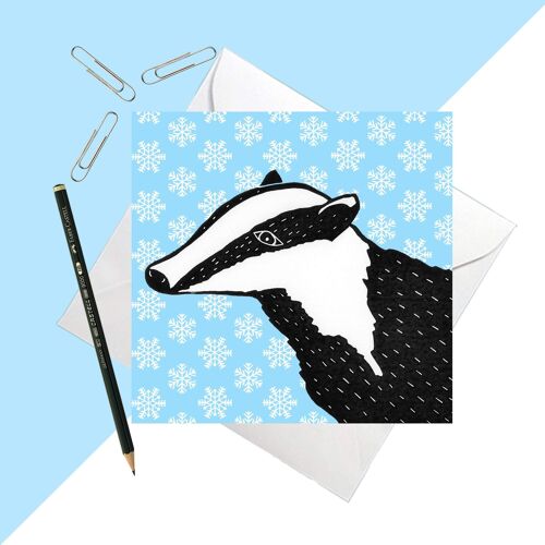 Snowy Days Badger Greetings Card 14,5cm