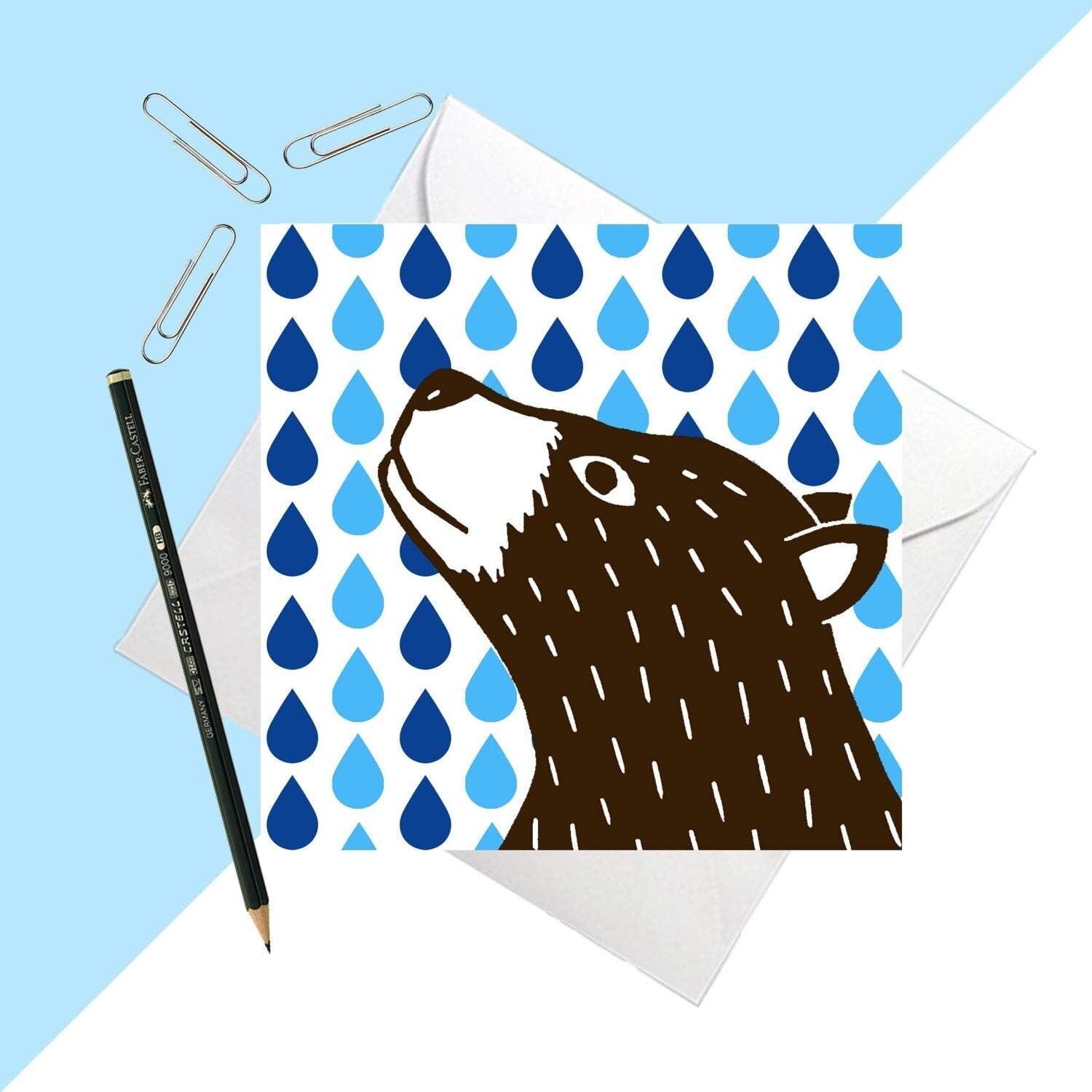 Rainy Days Bear Greetings Card 14,5cm