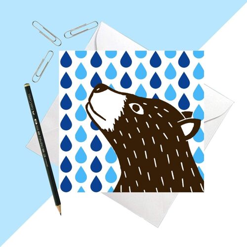 Rainy Days Bear Greetings Card 14,5cm