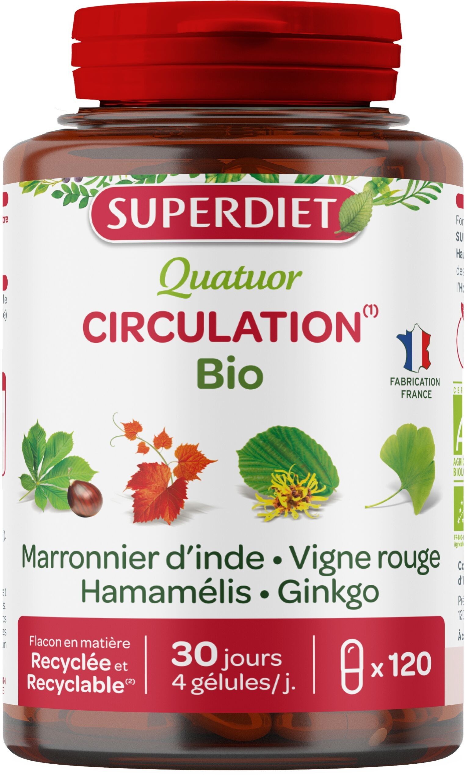 SUPERDIET - ORGANIC CIRCULATION QUARTET - 120 CAPSULES