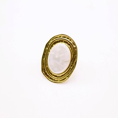 Bague acier cabochon ovale