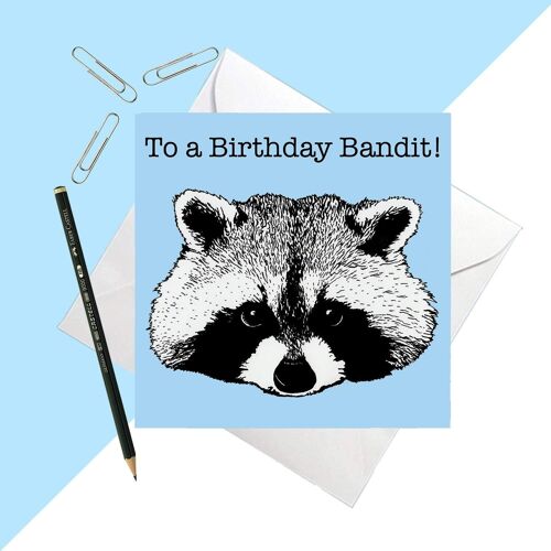 Raccoon Birthday Card 14.5cm x 14.5 cm