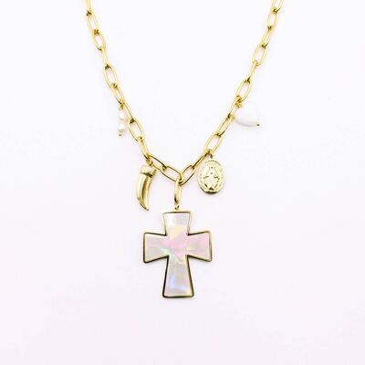 Collier acier inoxydable avec croix