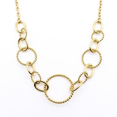 Collana a cerchi striati in acciaio inox