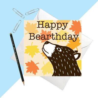 Happy Bearthday Greetings Card 14.5cm x 14.5 cm