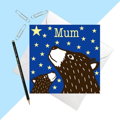 Tarjeta de felicitación de mamá con estampado de oso 14,5cm