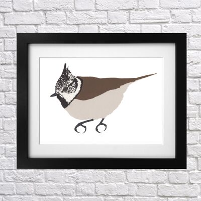 Crested Tit Screen Print A4