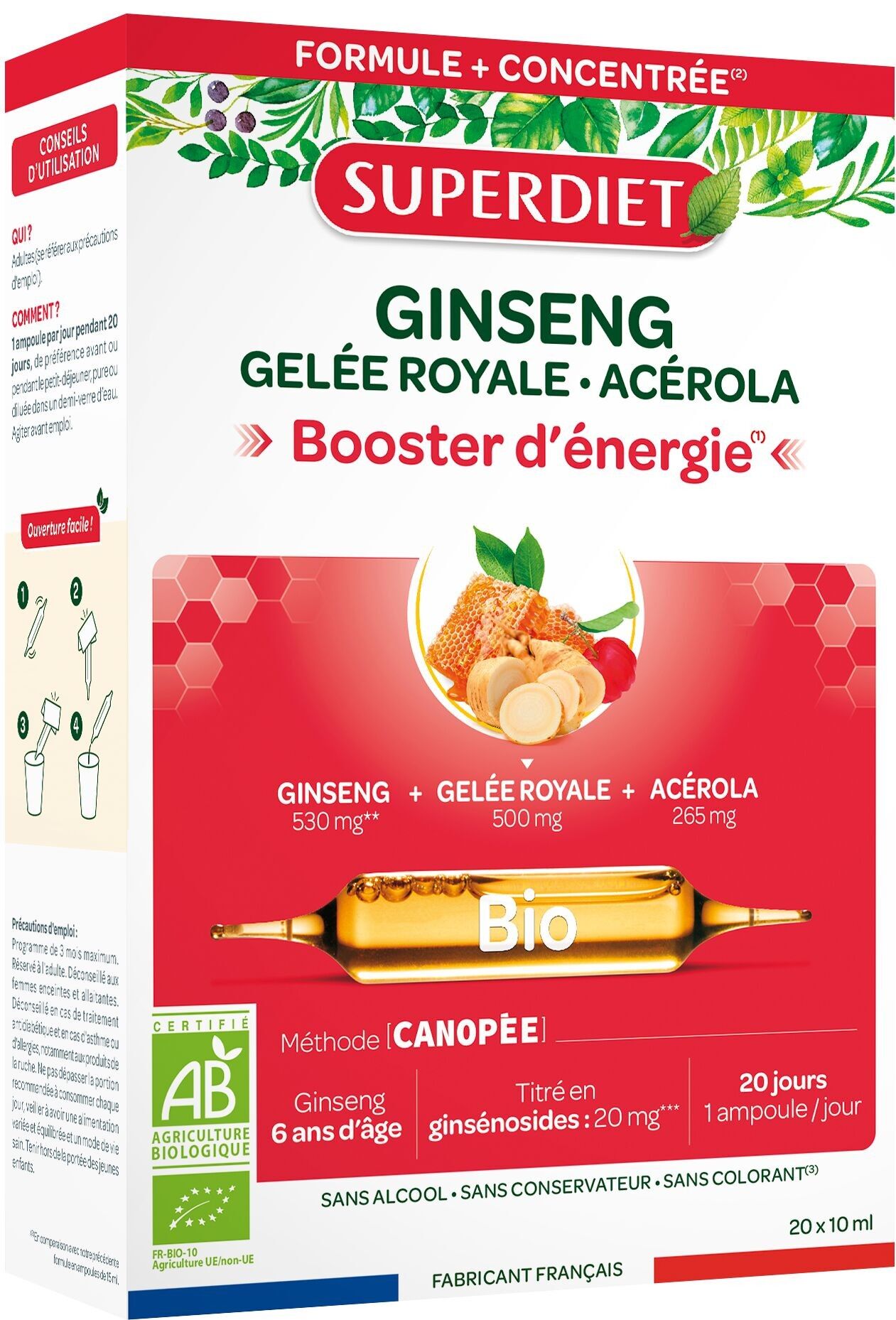 SUPERDIET - GINSENG GElee Royale und ACEROLA - 20 AMPULLEN à 10 ML