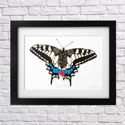 Schwalbenschwanz-Schmetterling Siebdruck A4