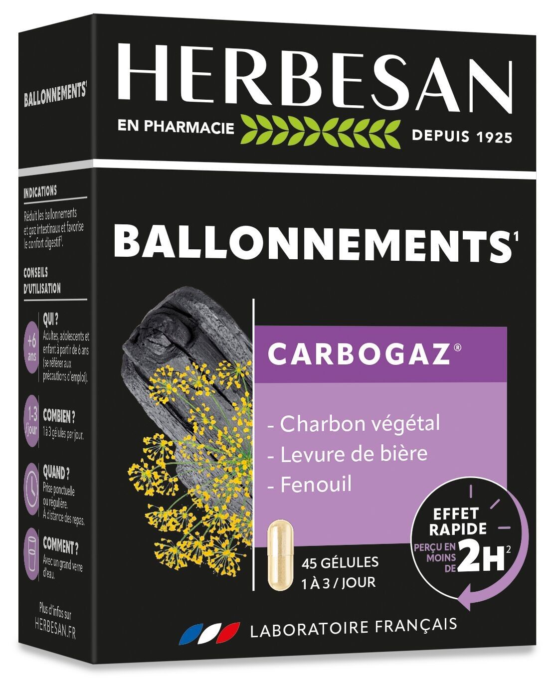 HERBESAN - CARBOGAZ BLOTTING - 45 CAPSULE