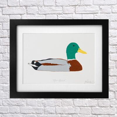 Serigrafia maschio Mallard Duck A4