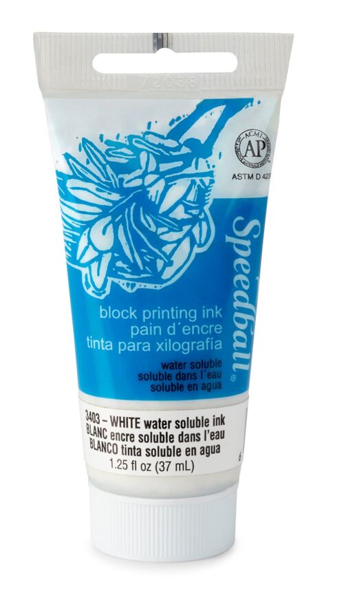 Speedball Water-Soluble Block Ink, White, 1.25oz