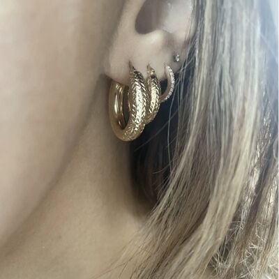 Sahara - 14k Textured Hoop Earrings / Huggies