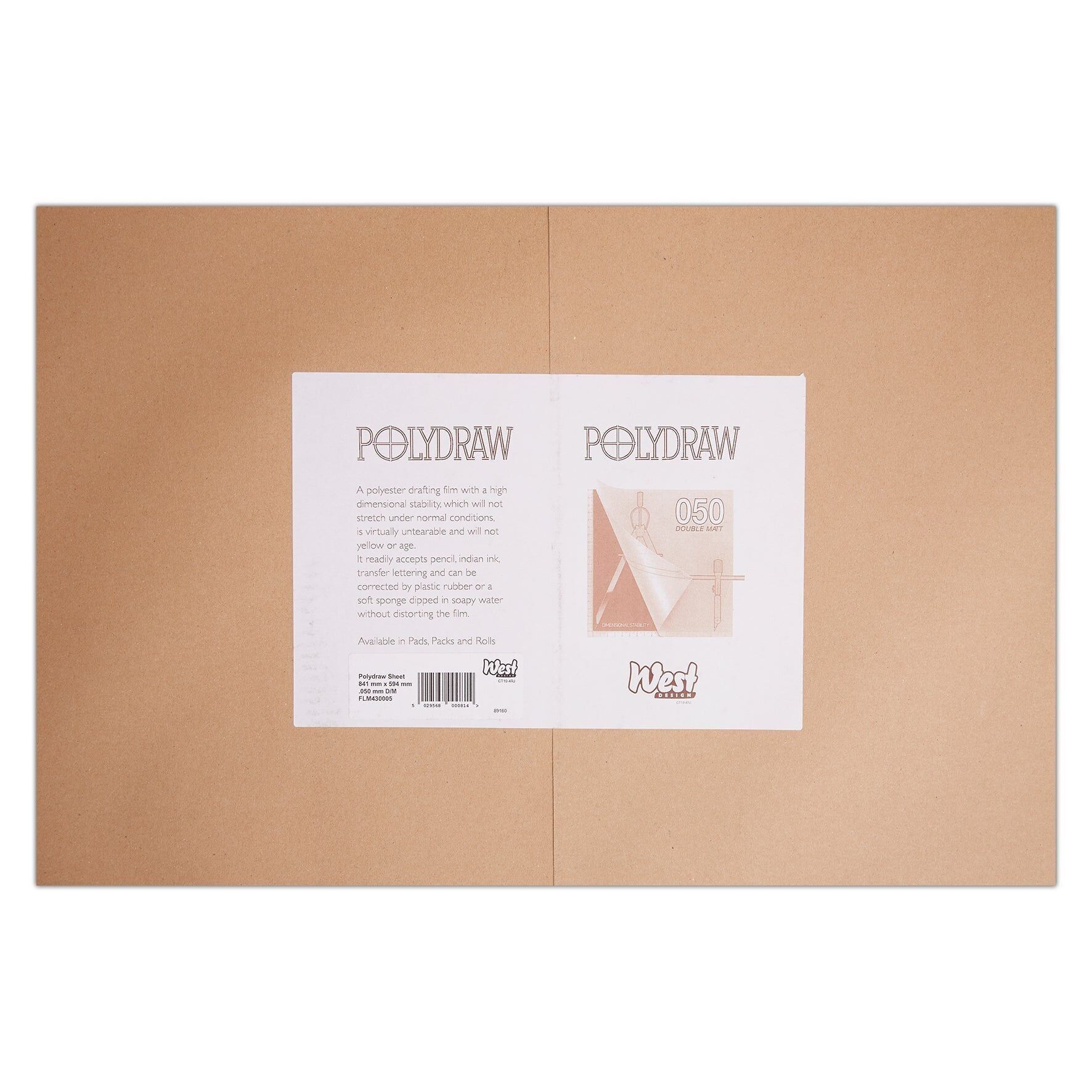 Westfilm Polydraw Polyester Drafting Film, Clear, A1, 50 Microns, 10 Sheets, For Pencil, Ink, Transfer Lettering, Double-Matt Texture, Technical, Graphic Drawings, Untearable, Will Not Yellow
