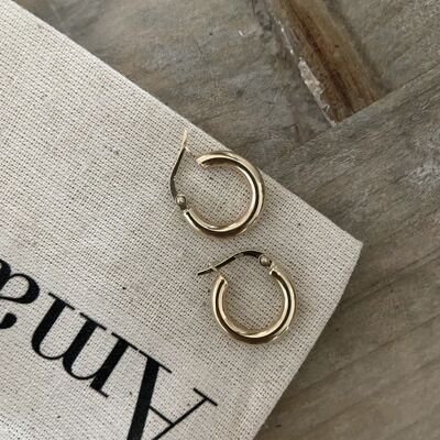 First - 14k Gold Hoop Earrings / Huggies