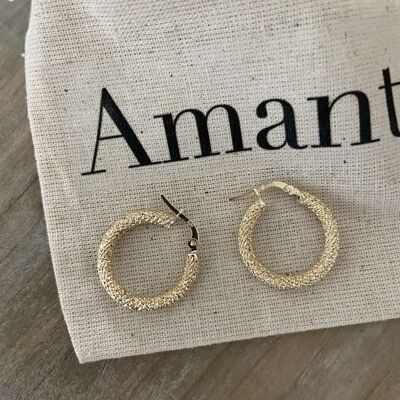 Petra - 14k Gold Textured Hoop Earrings / Huggies