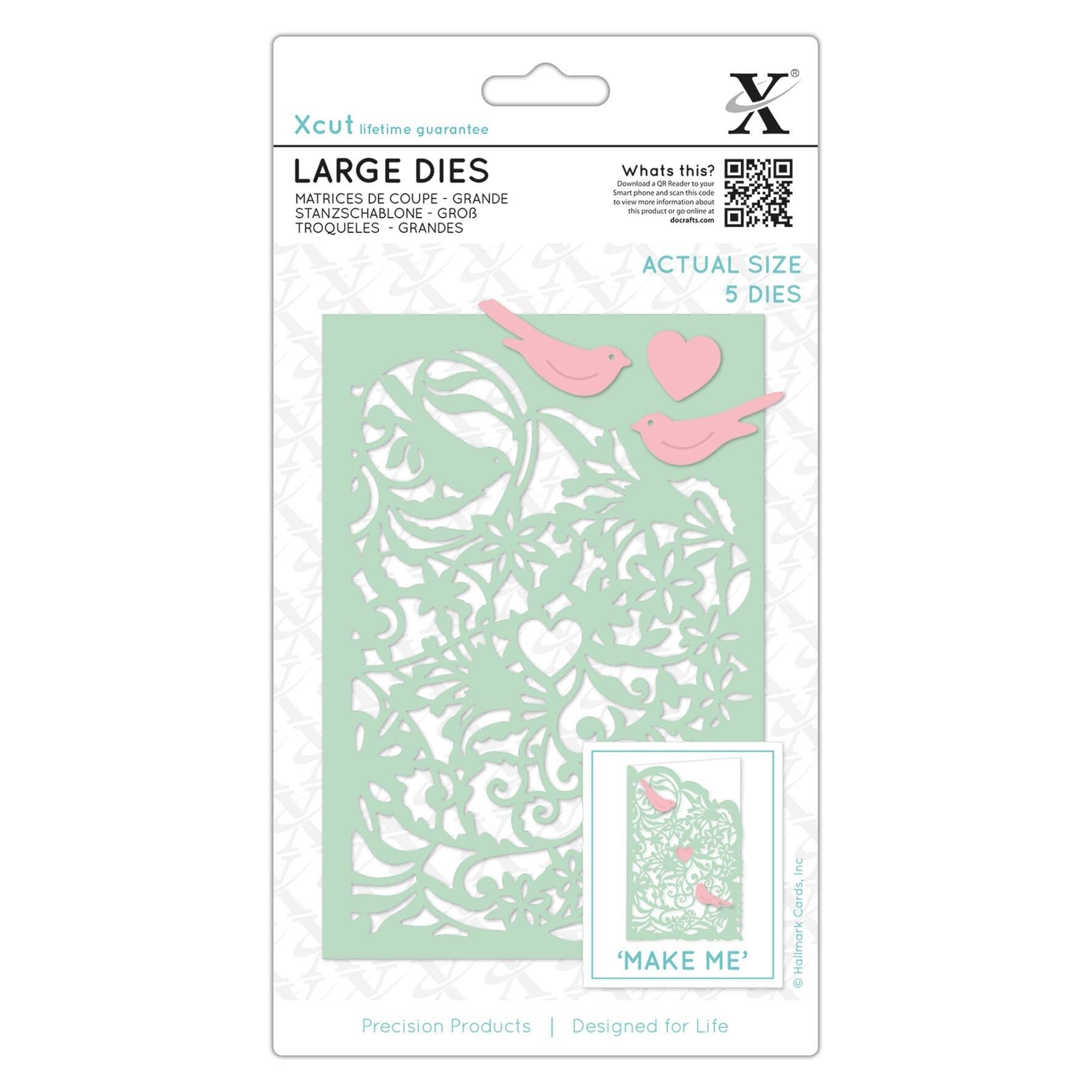 Xcut Große Stanzformen, Love Birds, Silber, 5er-Set, ideal zur Verwendung auf Geburtstagskarten und Geburtstagsdekorationen, perfektes Kartenherstellungszubehör für Ihre Bastelsets und Stanzmaschinen