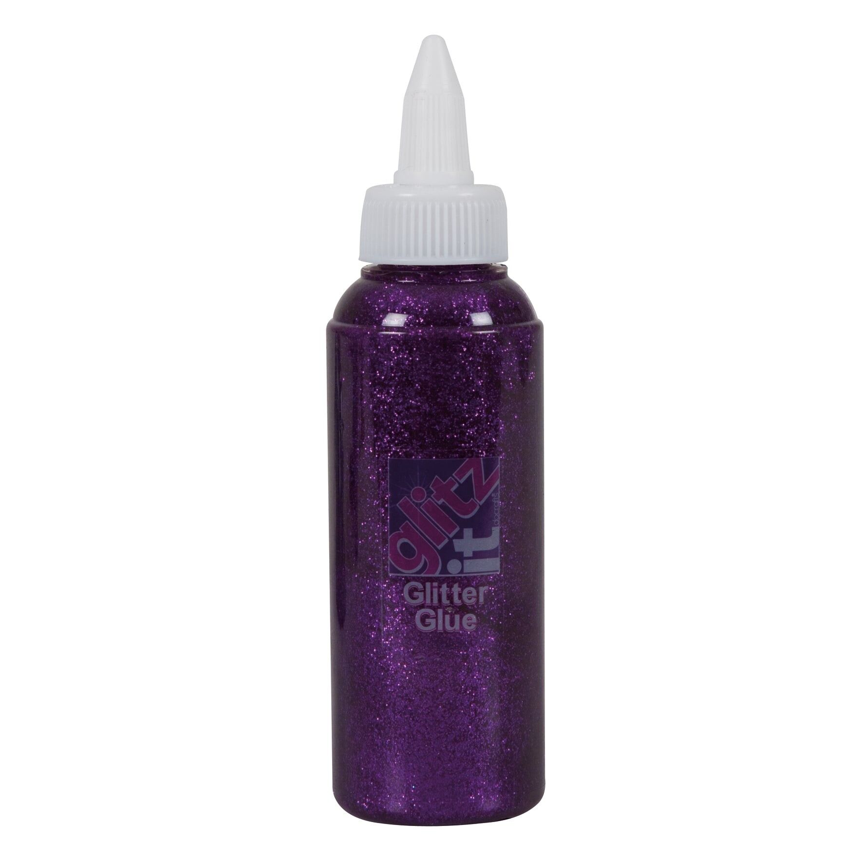 Glitz it Glitter Glue, Deep Purple, 120ml, Twist Nozzle Bottle, Ideal Kids Craft, Shimmer Glue for Art & Craft Projects, Wedding Invitations, Card Making, Art Set, Glue Creative Ideas