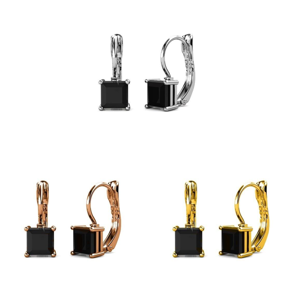 Quadratische Ohrringe – Mehrfarbig und Schwarz