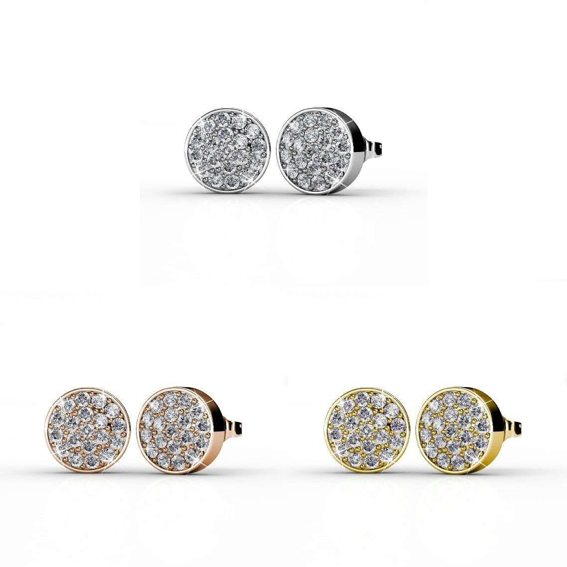 Orecchini rotondi - Oro, Oro rosa, Argento e Cristallo