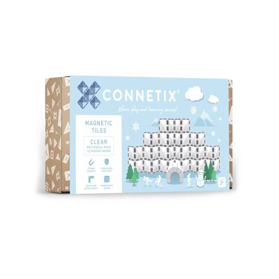 CONNETIX Magnetic Tiles Clear Rectangle Pack, 12 Pieces - Building/Construction/Educational Toy