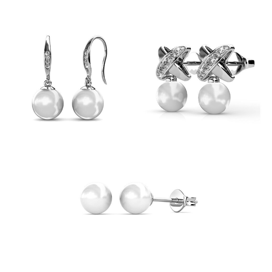 Orecchini con perla luna piena, perla Chris, gancio con perla - Argento e cristallo