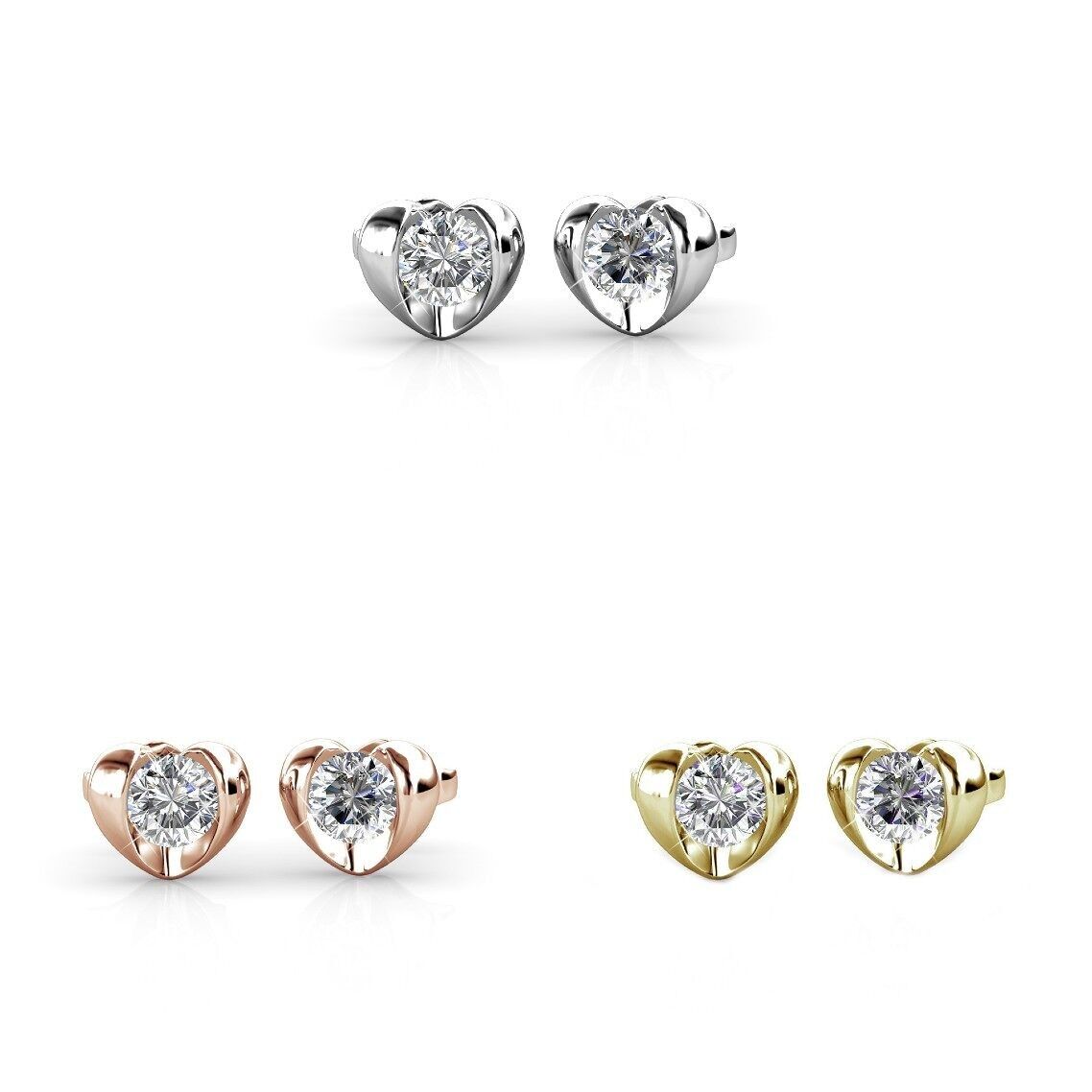 Orecchini Simply Love: oro, oro rosa, argento e cristallo