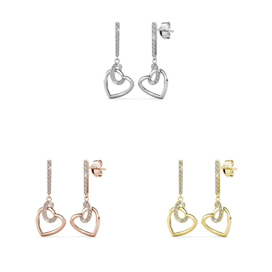 Orecchini Allure: oro, oro rosa, argento e cristallo