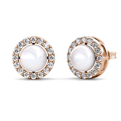 Pendientes Circlet de Perlas - Oro Rosa y Cristal