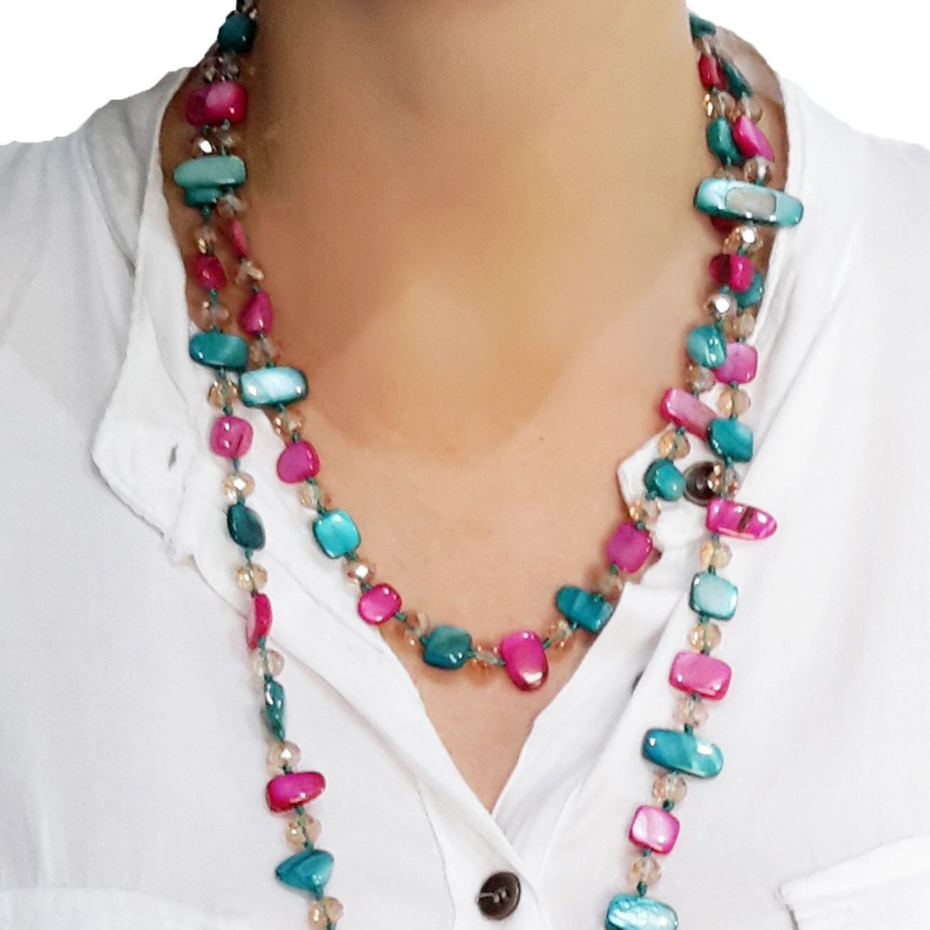 Collana Lunga in Madreperla · Turchese Fucsia (ultime unità!) 