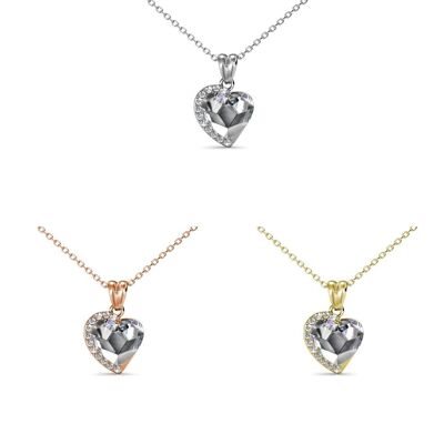 Pendentifs Fond love - Doré, Or Rosé, Argenté et Cristal