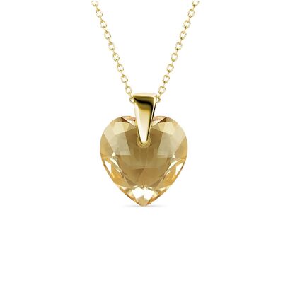 Crystaline Heart Pendants - Gold and Amber