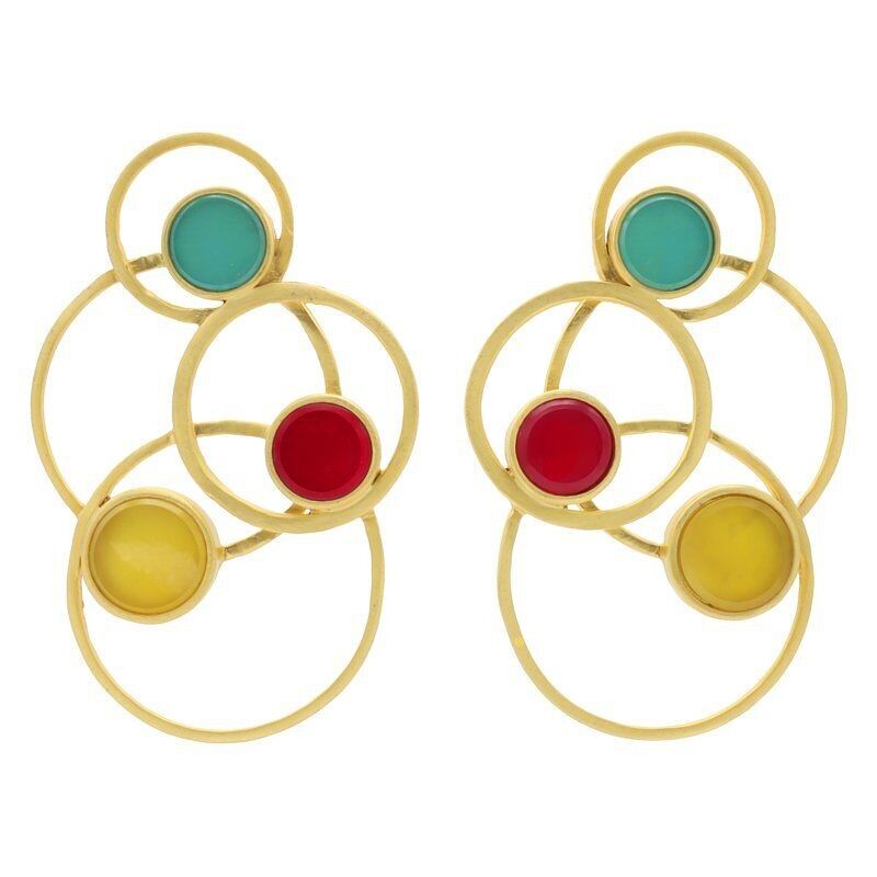 ORECCHINI INTERSTELLARI TURCHESE, FUCSIA E GIALLO
