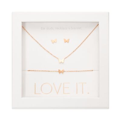 Set de regalo: ¡me encanta!
-Plaza de oro rosa.-Mariposa