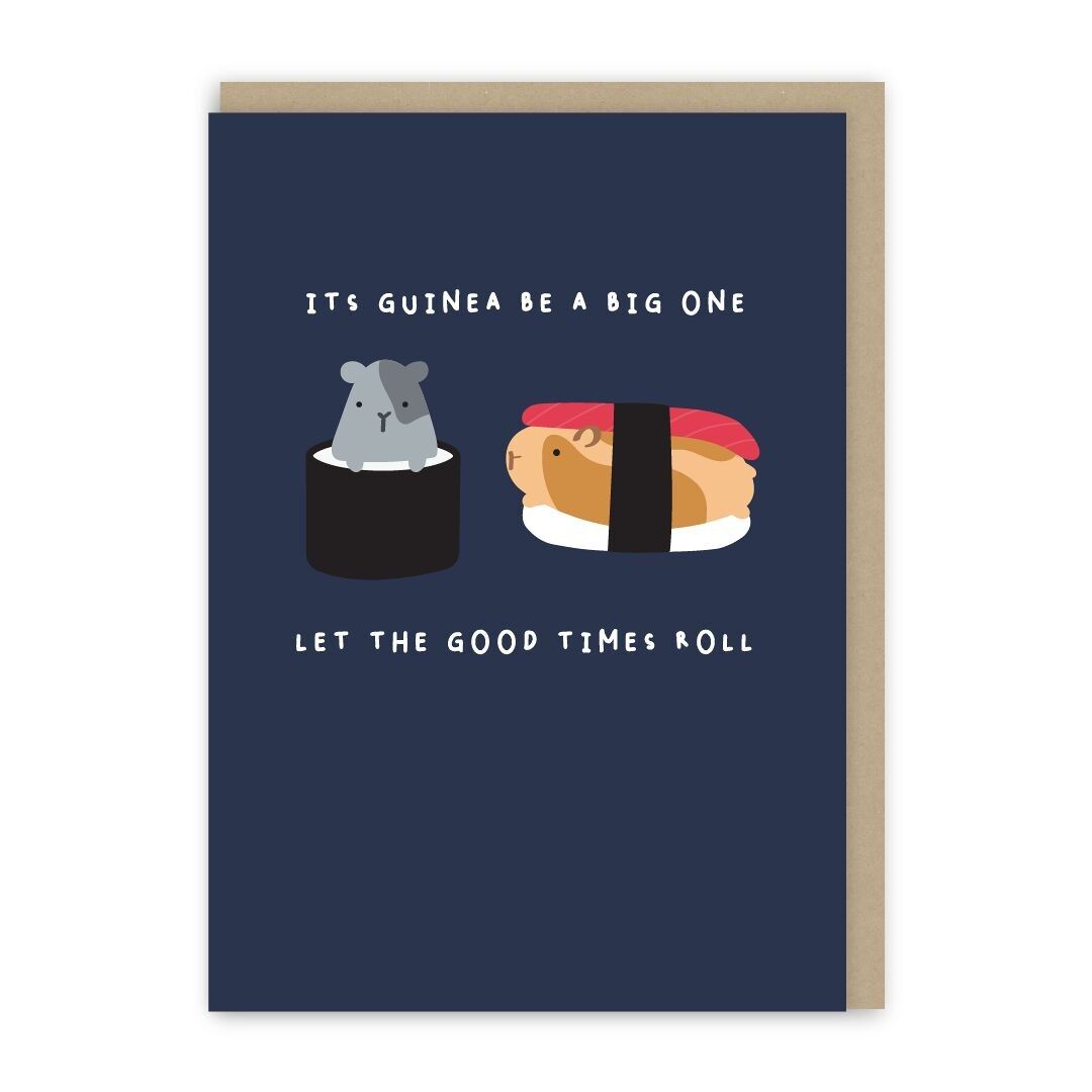 Biglietto di auguri di compleanno per porcellini d'india sushi