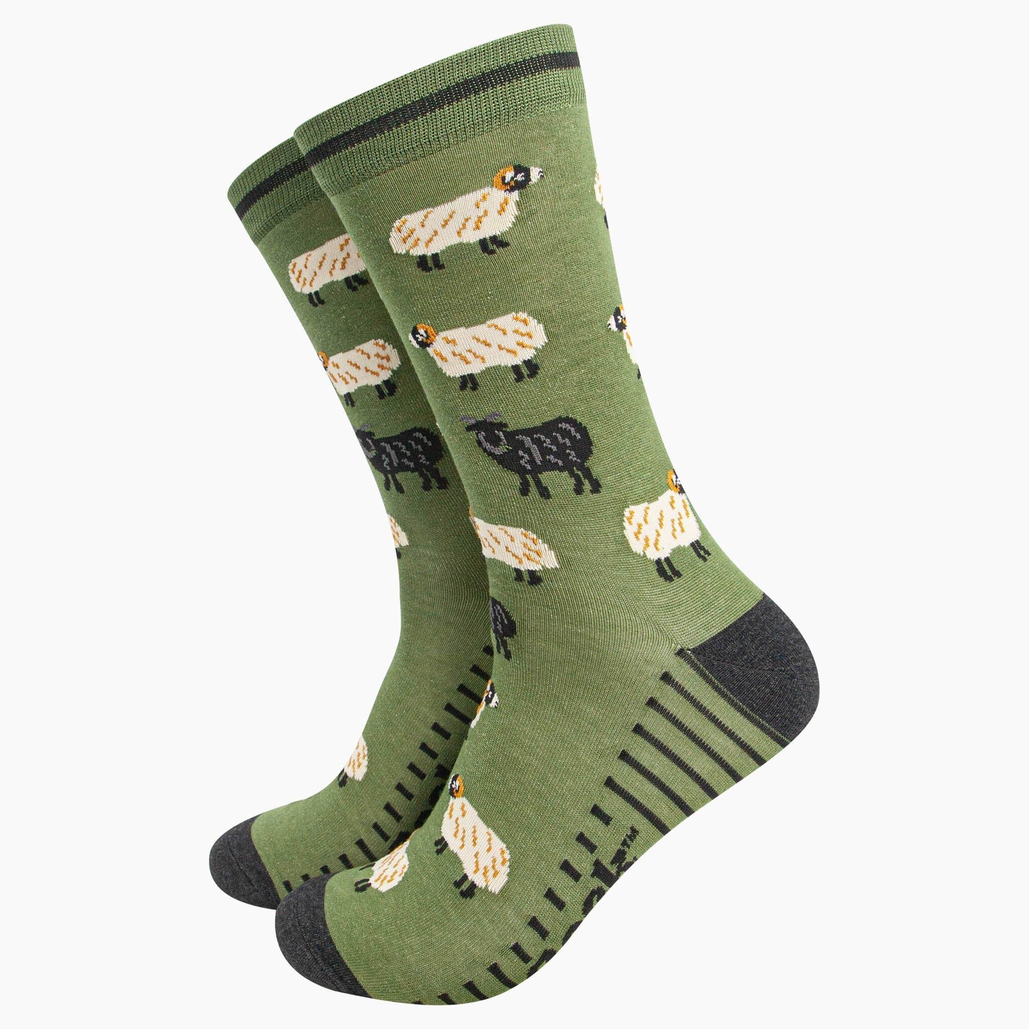Men's Bamboo Socks - Green, Black Sheep